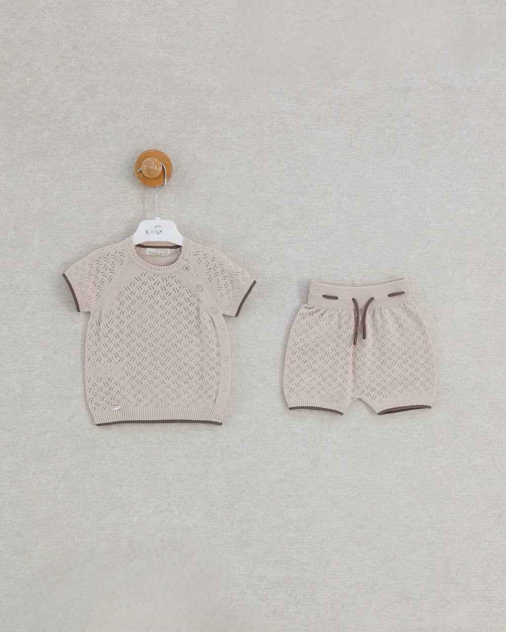 Completo Estivo in Maglia Traforata per Neonato