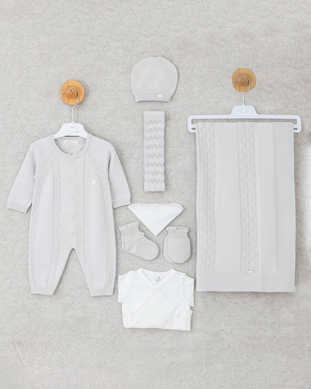 Set nascita neonato in maglia di cotone 100% biologico – Eleganza e comfort - 8 pezzi