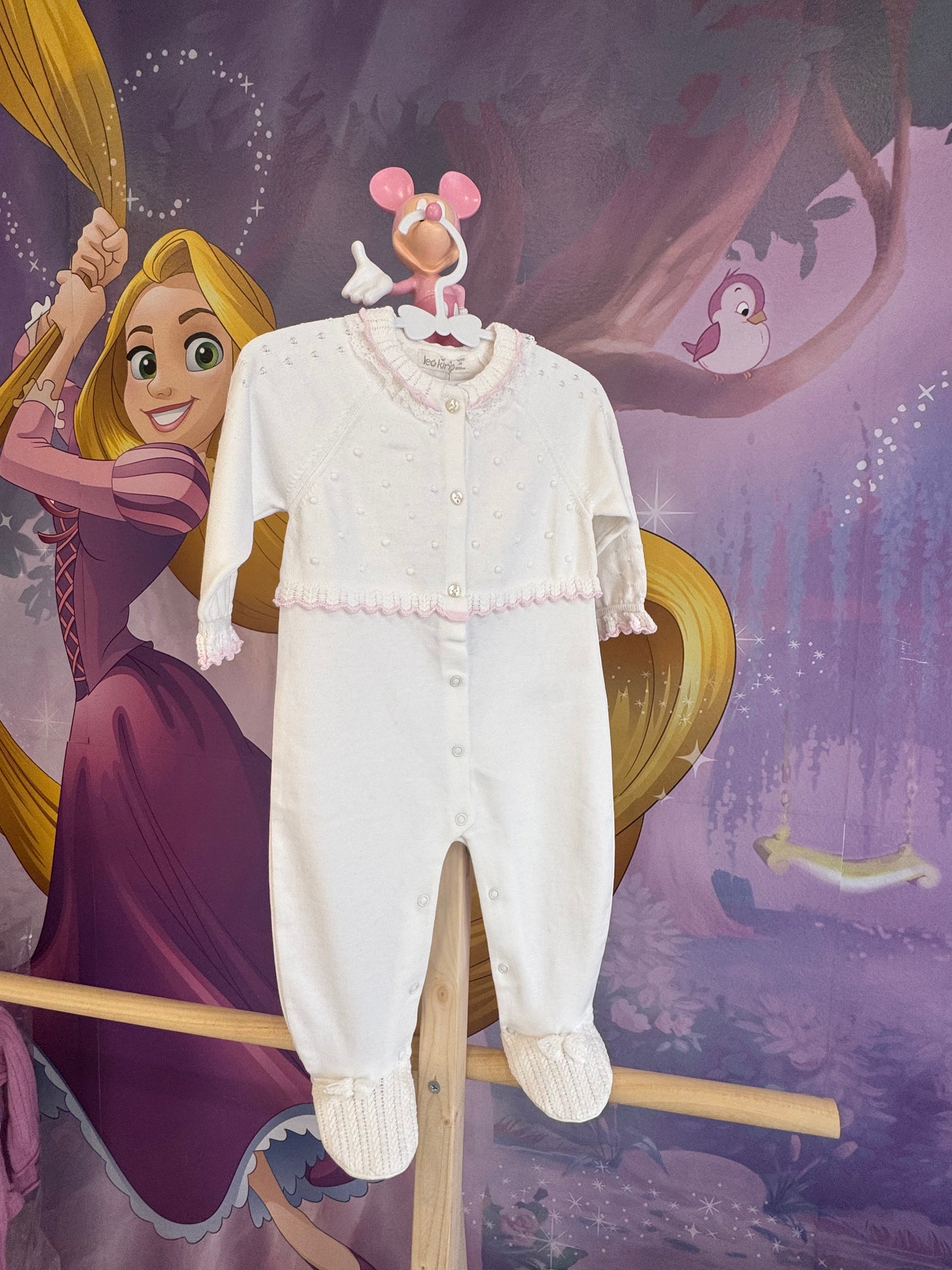 Tutina per Neonata con Cappellino – Bianco e Rosa