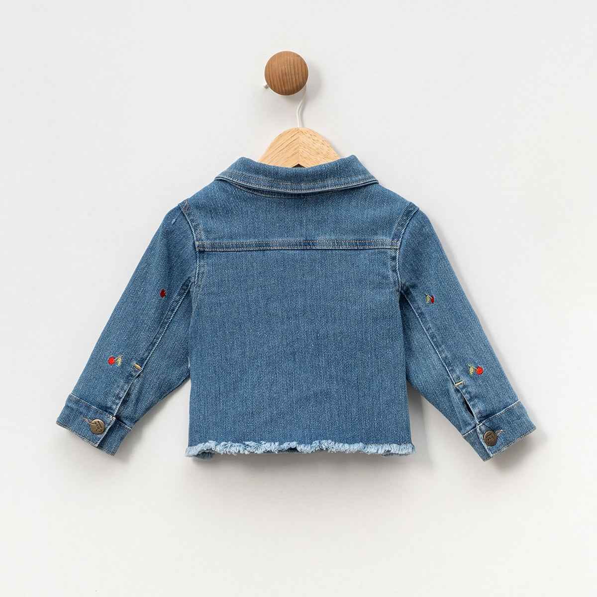 Giacca in denim con ricami di ciliegie