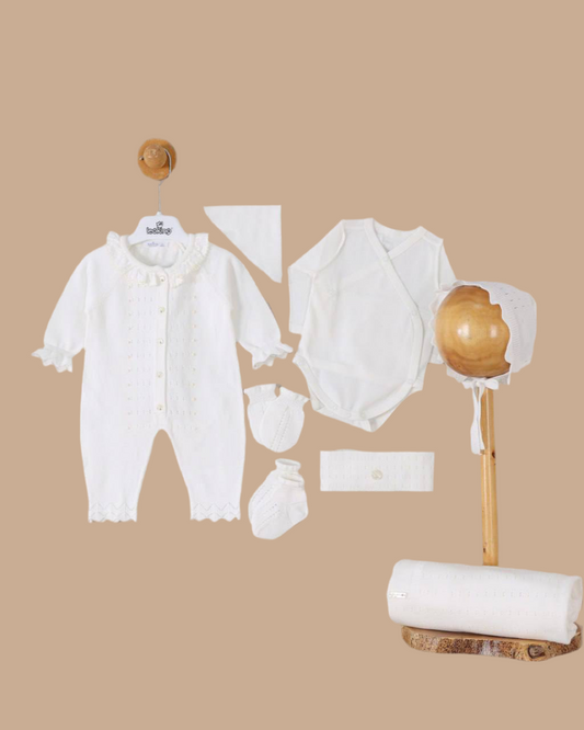 Corredino nascita neonata set 8 pezzi 100% cotone