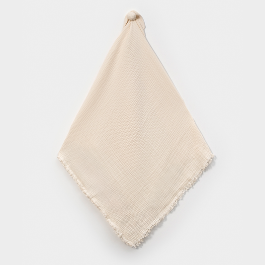 Mussola in cotone e pettine in legno naturale