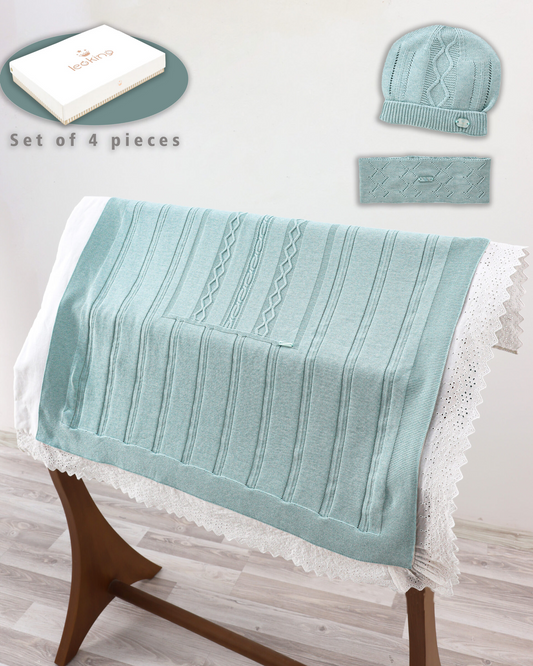 Coperta Multifunzione Neonato con Cappellino e Fascia - 100% Cotone
