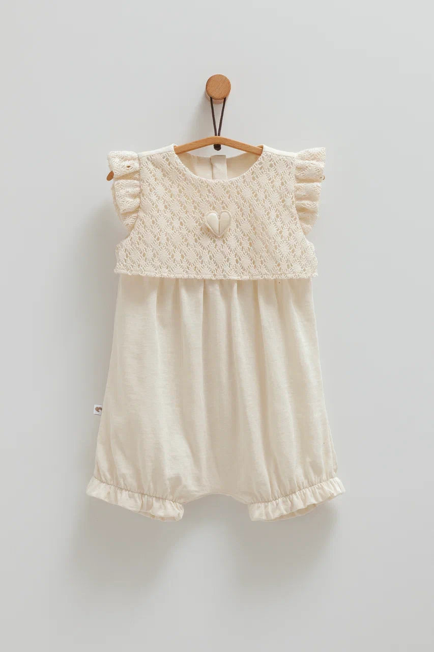Organic Cotton Summer Romper with Crafted Details for Newborns