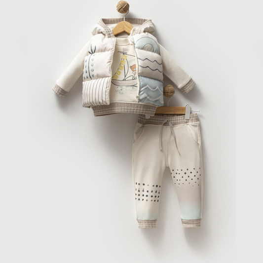 Completo tre pezzi neonato in cotone