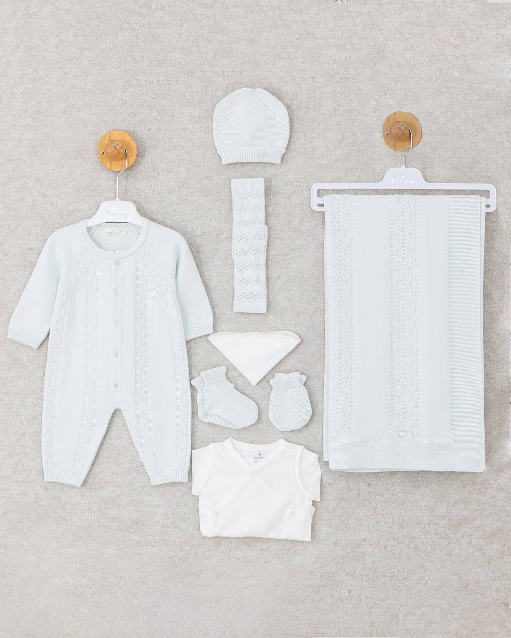 Set nascita neonato in maglia di cotone 100% biologico – Eleganza e comfort - 8 pezzi