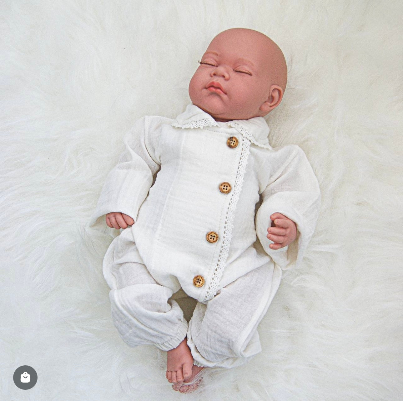 Cotton muslin romper - lace embroidery