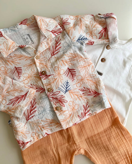 Camicia Floreale e Pantaloni in Cotone Biologico