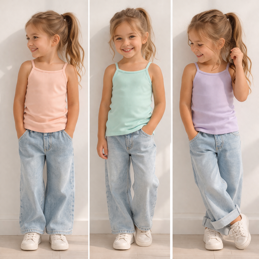 Set 3 canottiere bambina in cotone