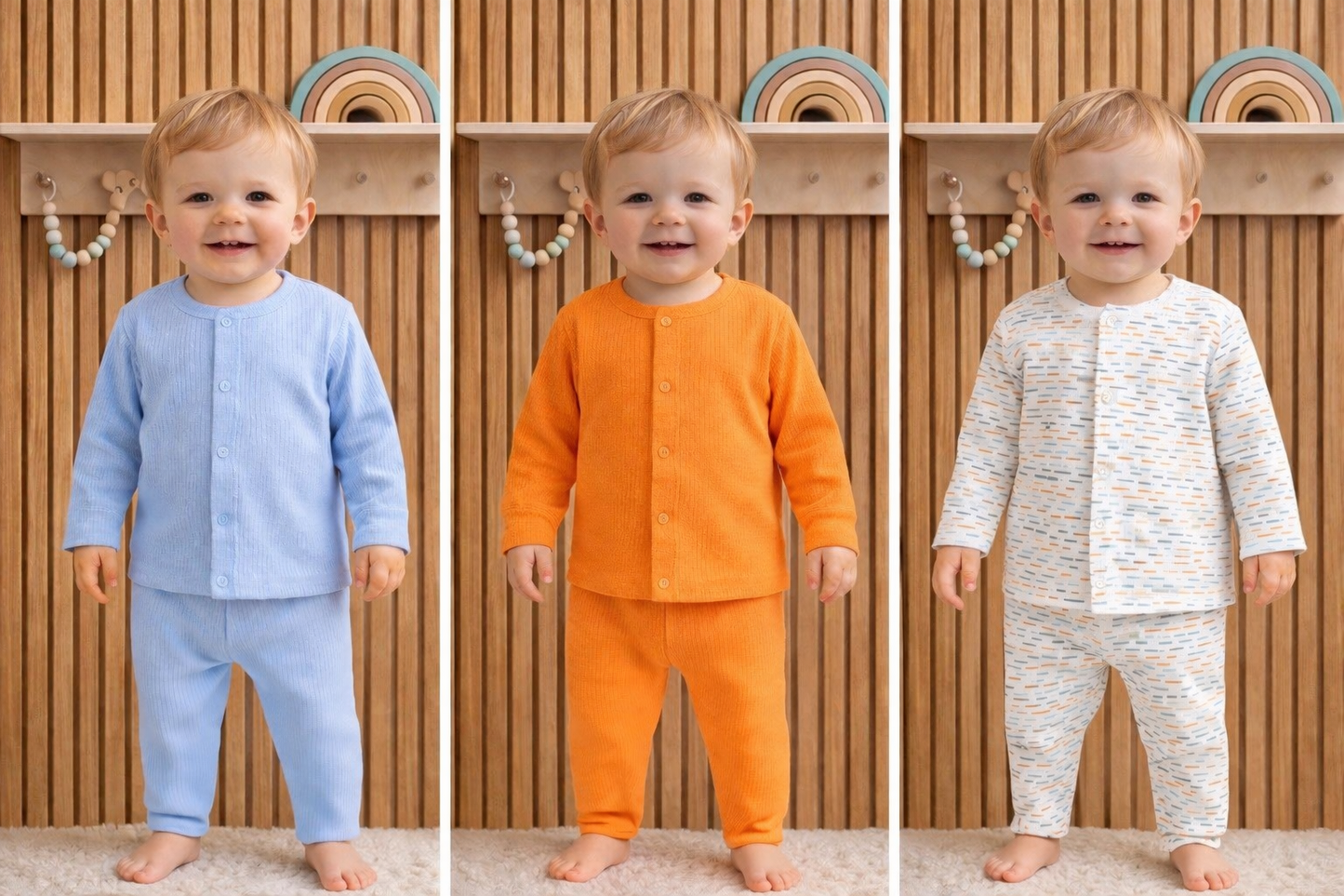 Set 3 magliette neonato con apertura frontale 100% cotone