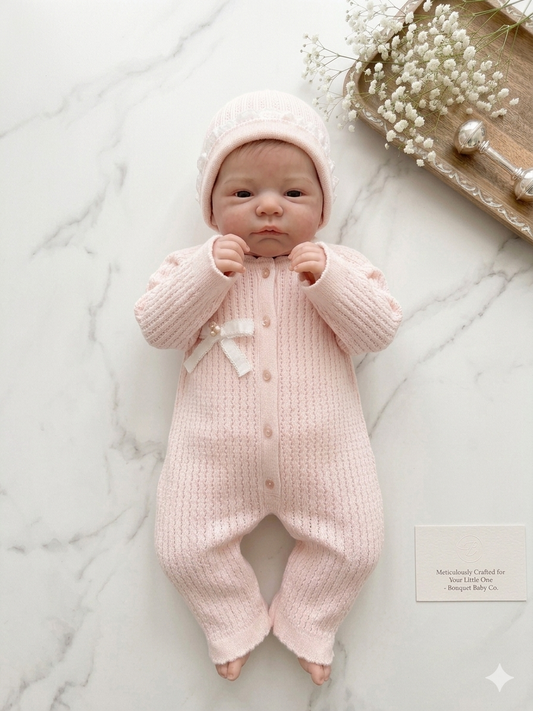 Tutina Neonata con Cuffietta Coordinata 100% cotone