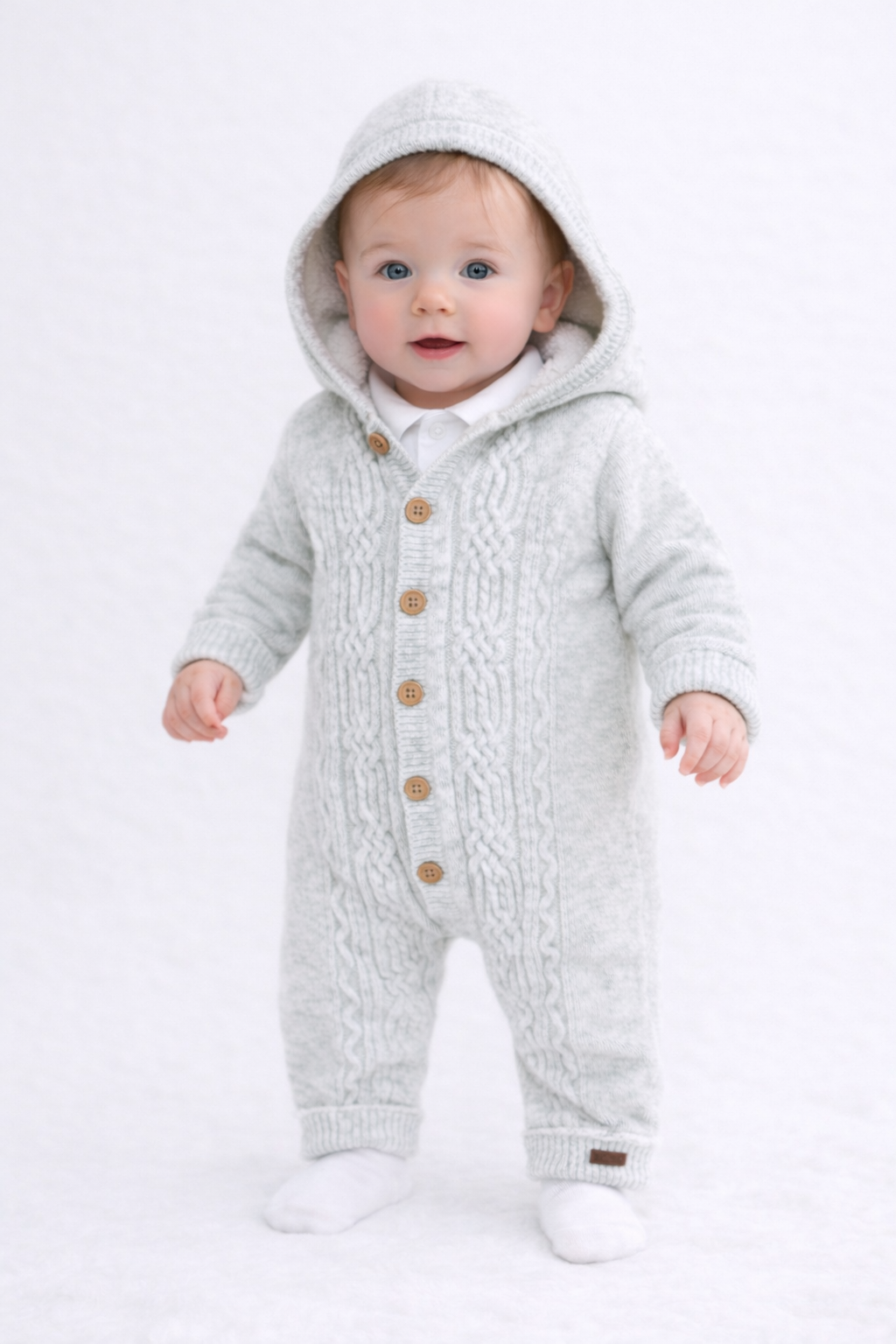 Pagliaccetto in Lana merino con Cappuccio e tutina con Colletto unisex - MiniMe- color