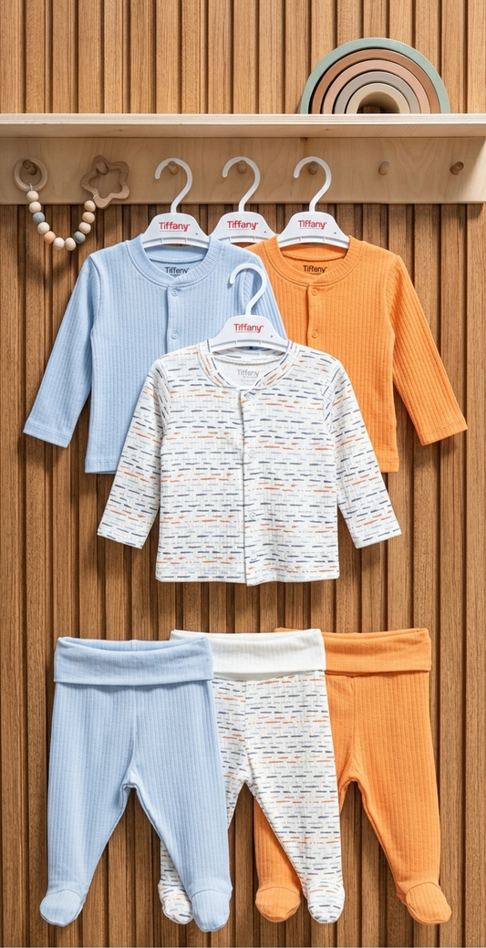 Set Coordinato Neonato - 6 Pezzi 100% cotone