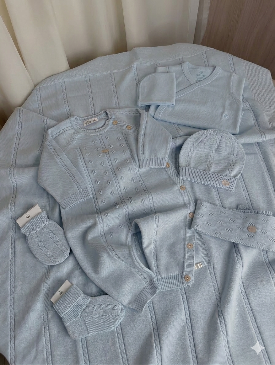 Newborn Knitted Set - 8 Pieces - Elegance and Comfort