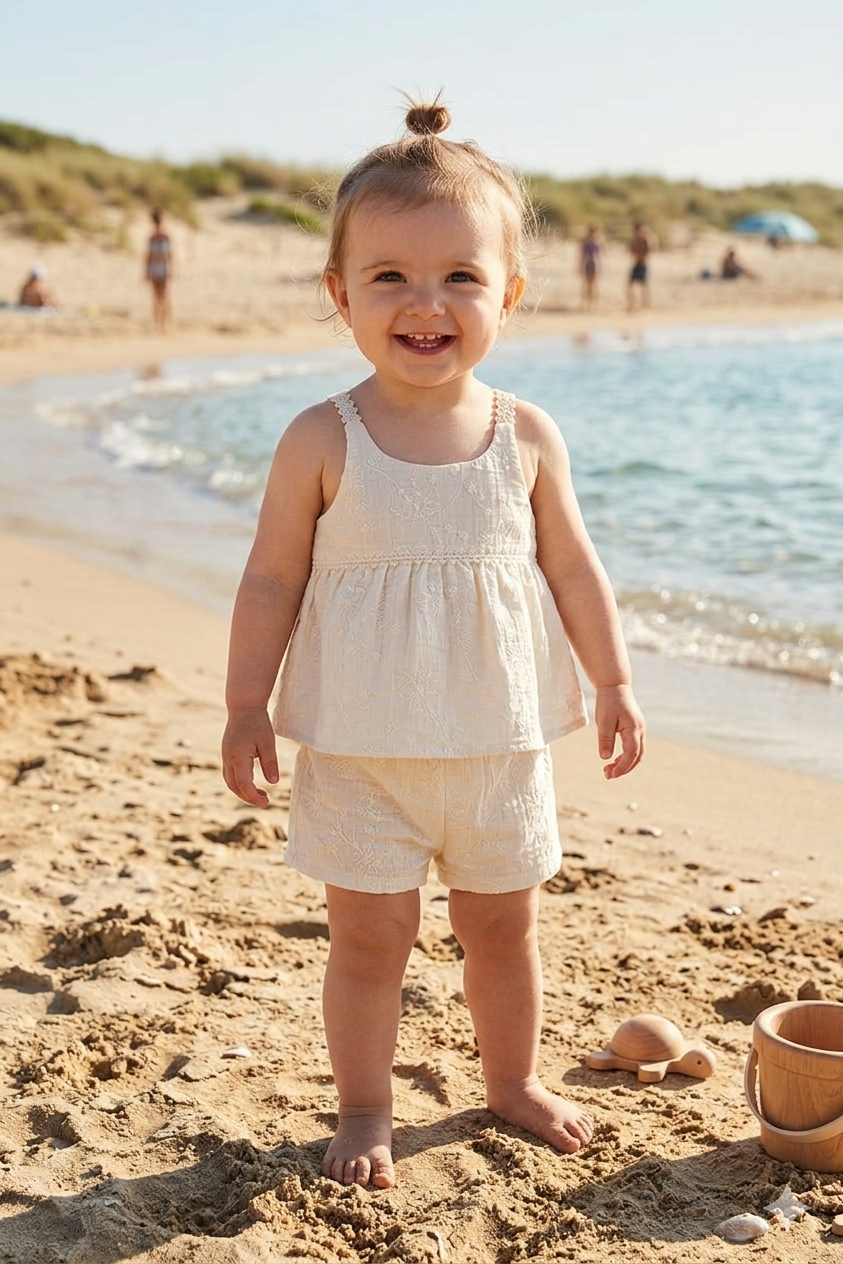 Completo estivo neonata 100% cotone- Top+ Shorts