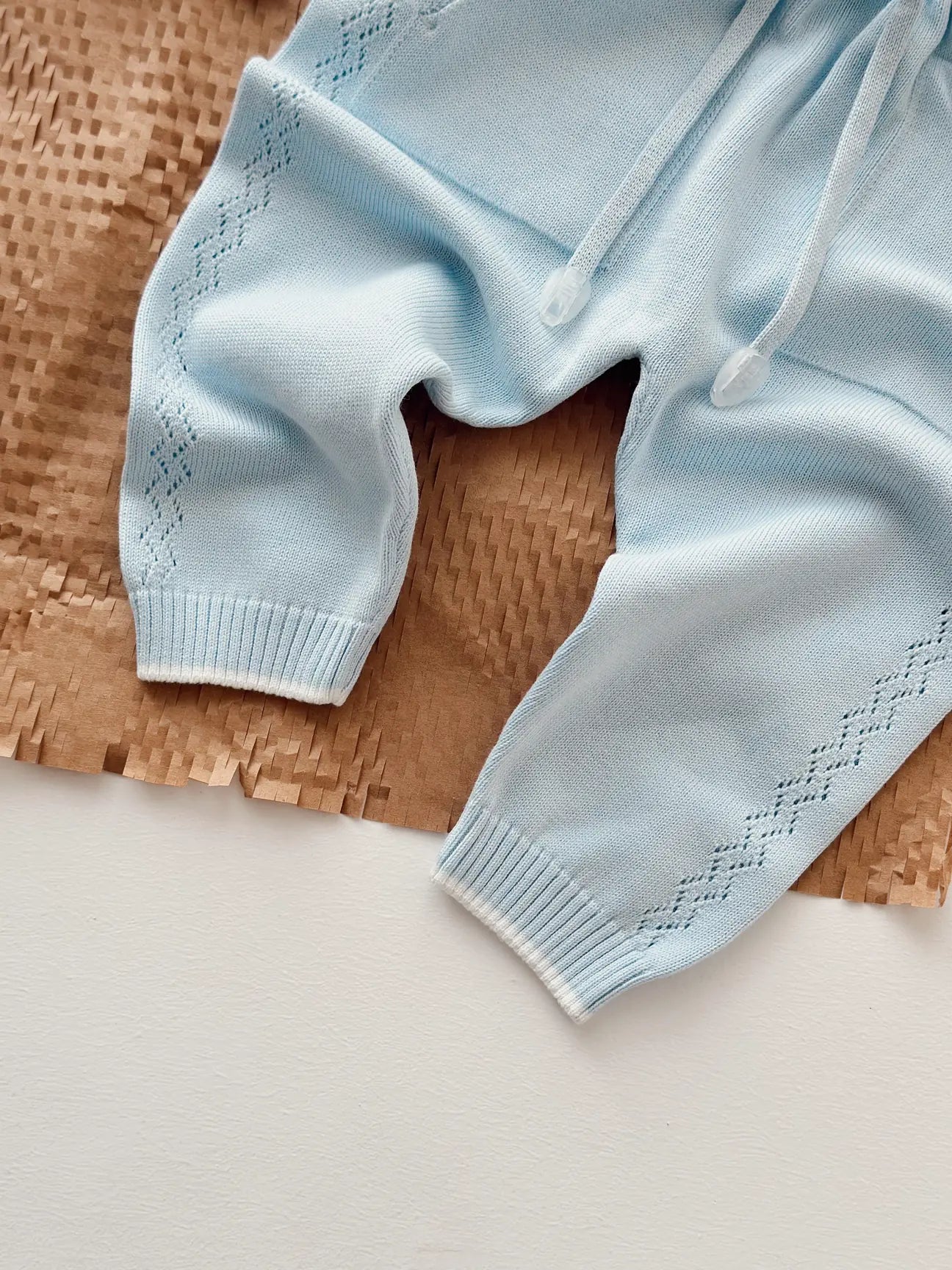 Completo Neonato in Maglia Azzurro Cielo - 3 pezzi
