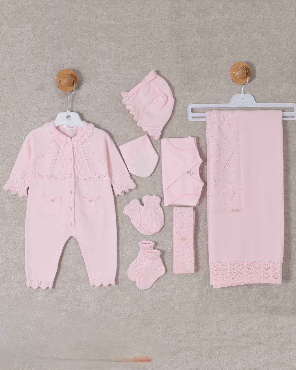 Set Nascita Neonato in Maglia Bianca 8 pezzi - Eleganza e Morbidezza per i Primi Giorni