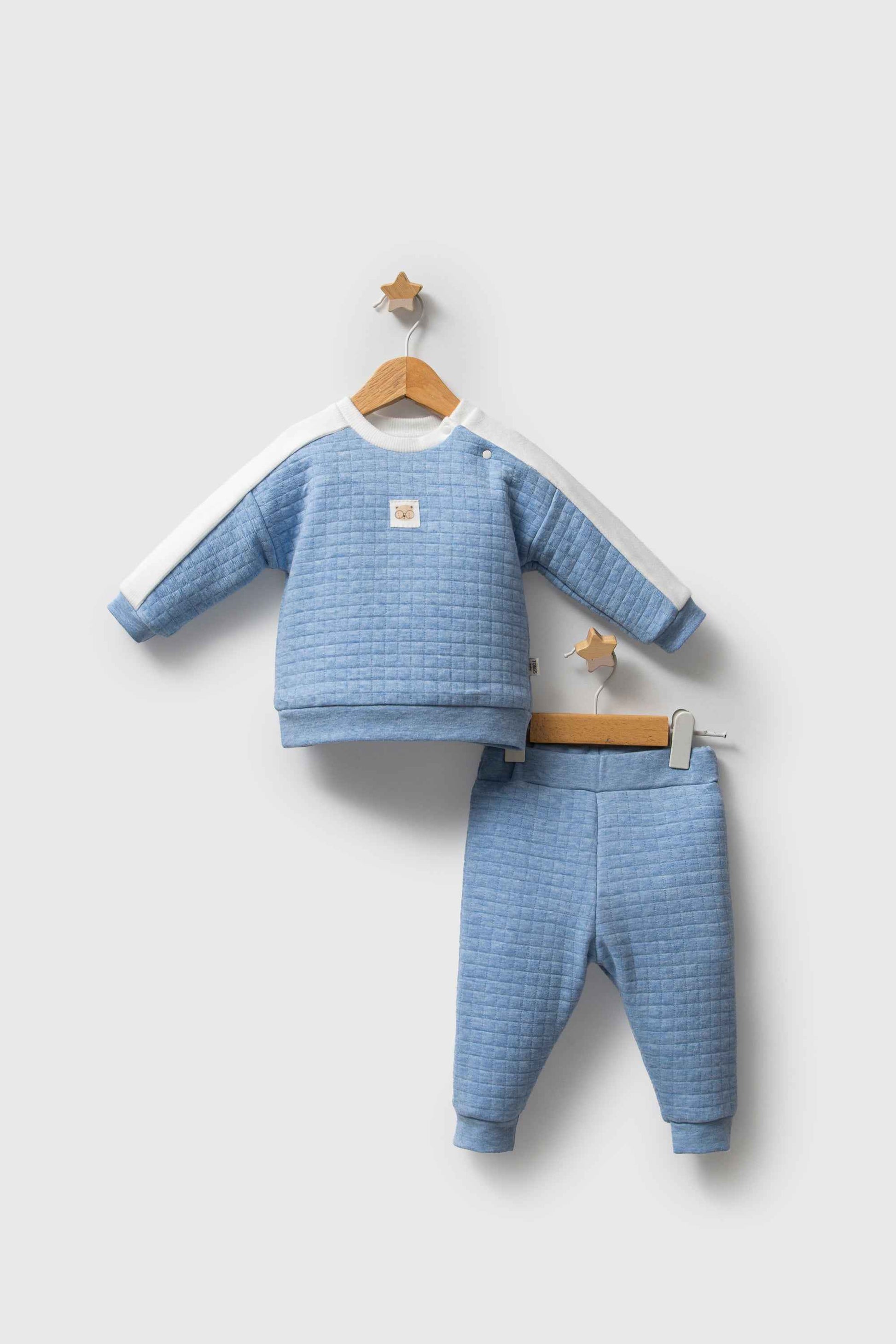 Completo neonato felpa e pantalone trapuntati