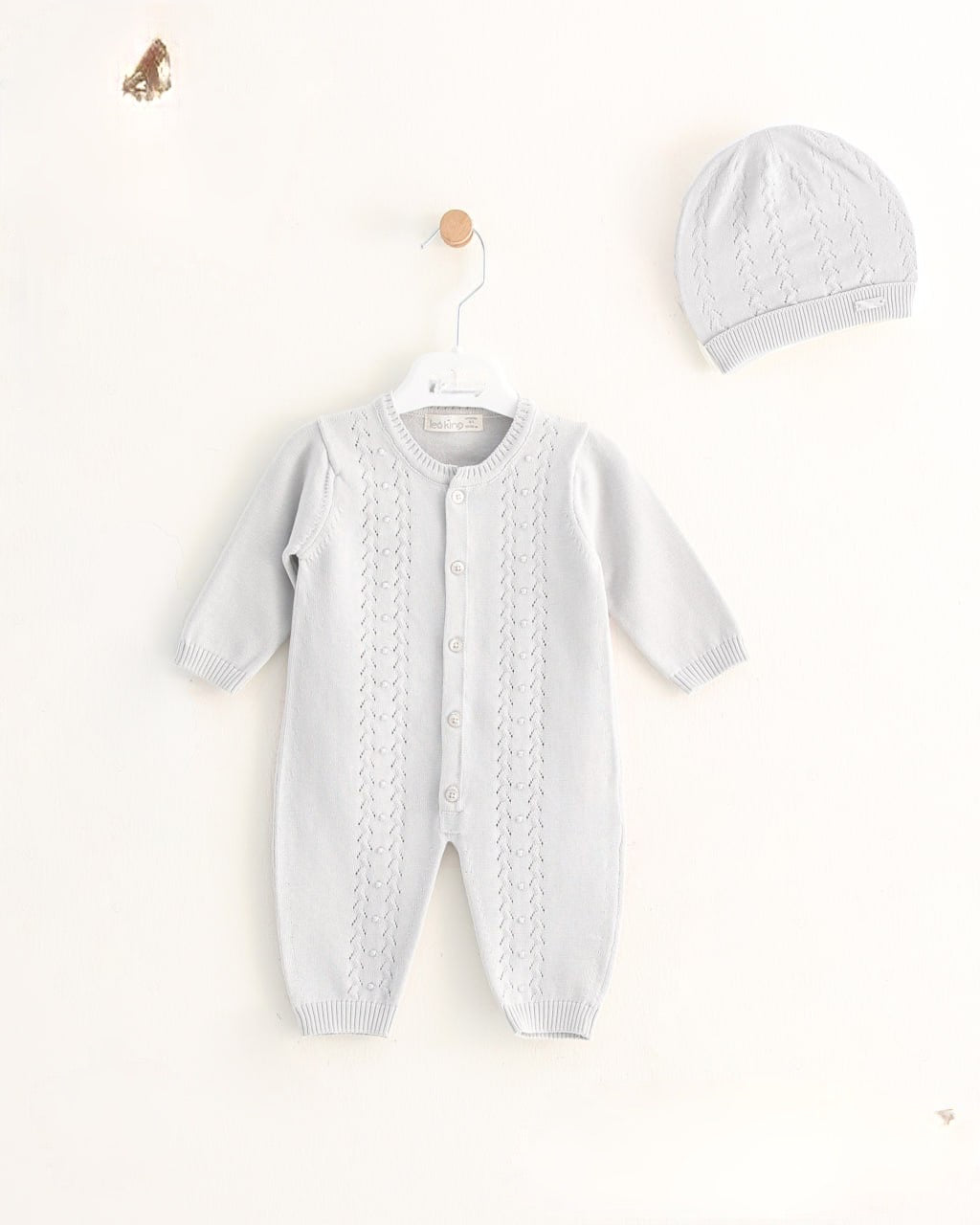 Elegance and Softness – Baby Knit Romper and Hat Set