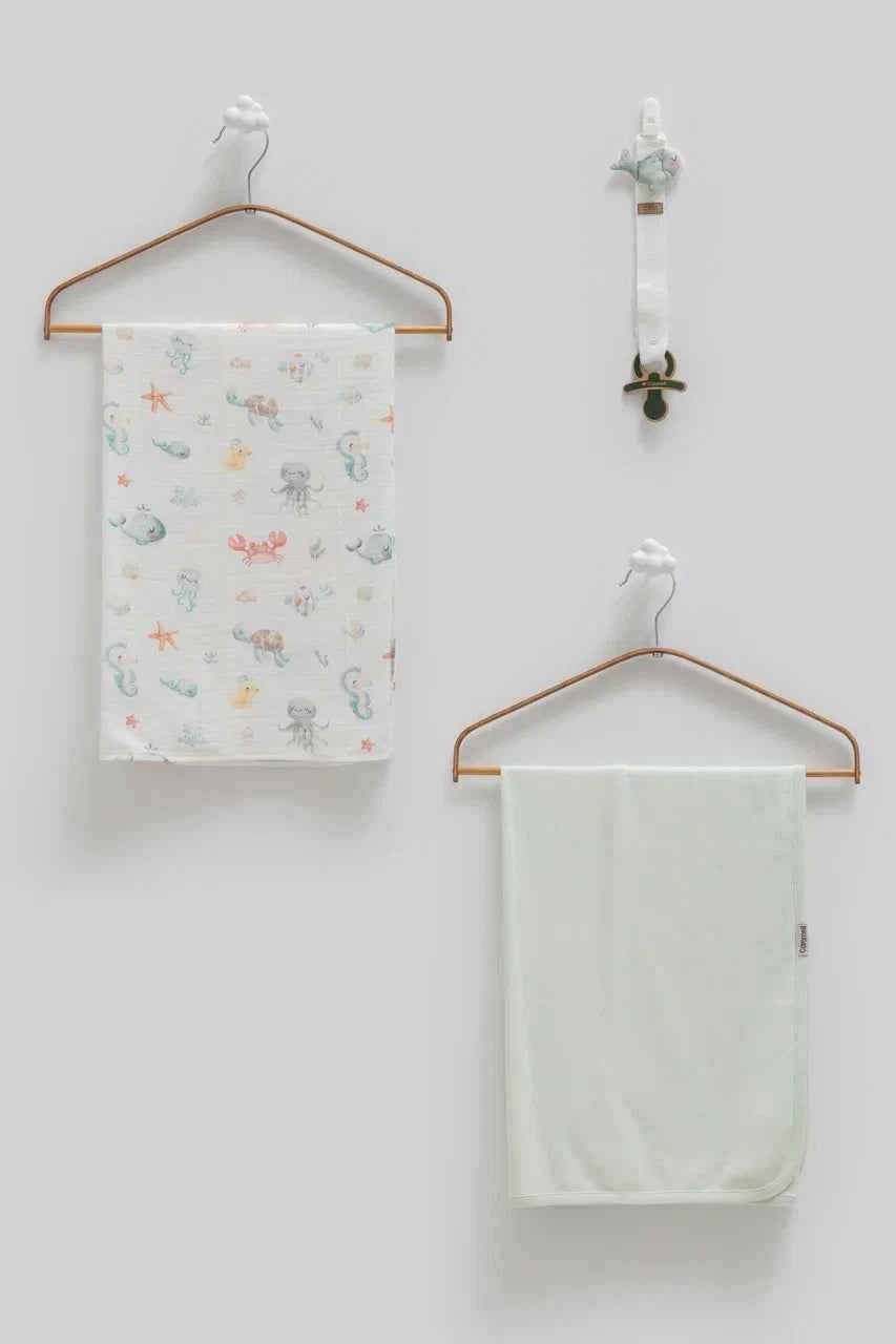 Set Di Coperte/Mussole + Catenella Ciuccio