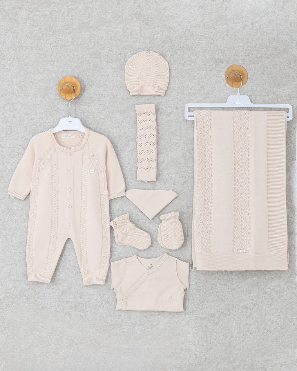Set nascita neonato in maglia di cotone 100% biologico – Eleganza e comfort - 8 pezzi