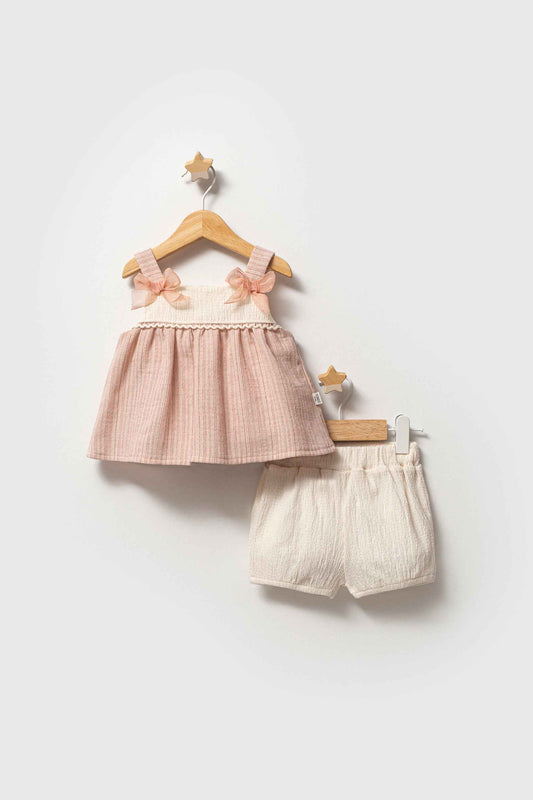 Completo estivo neonata in cotone-Top e Shorts