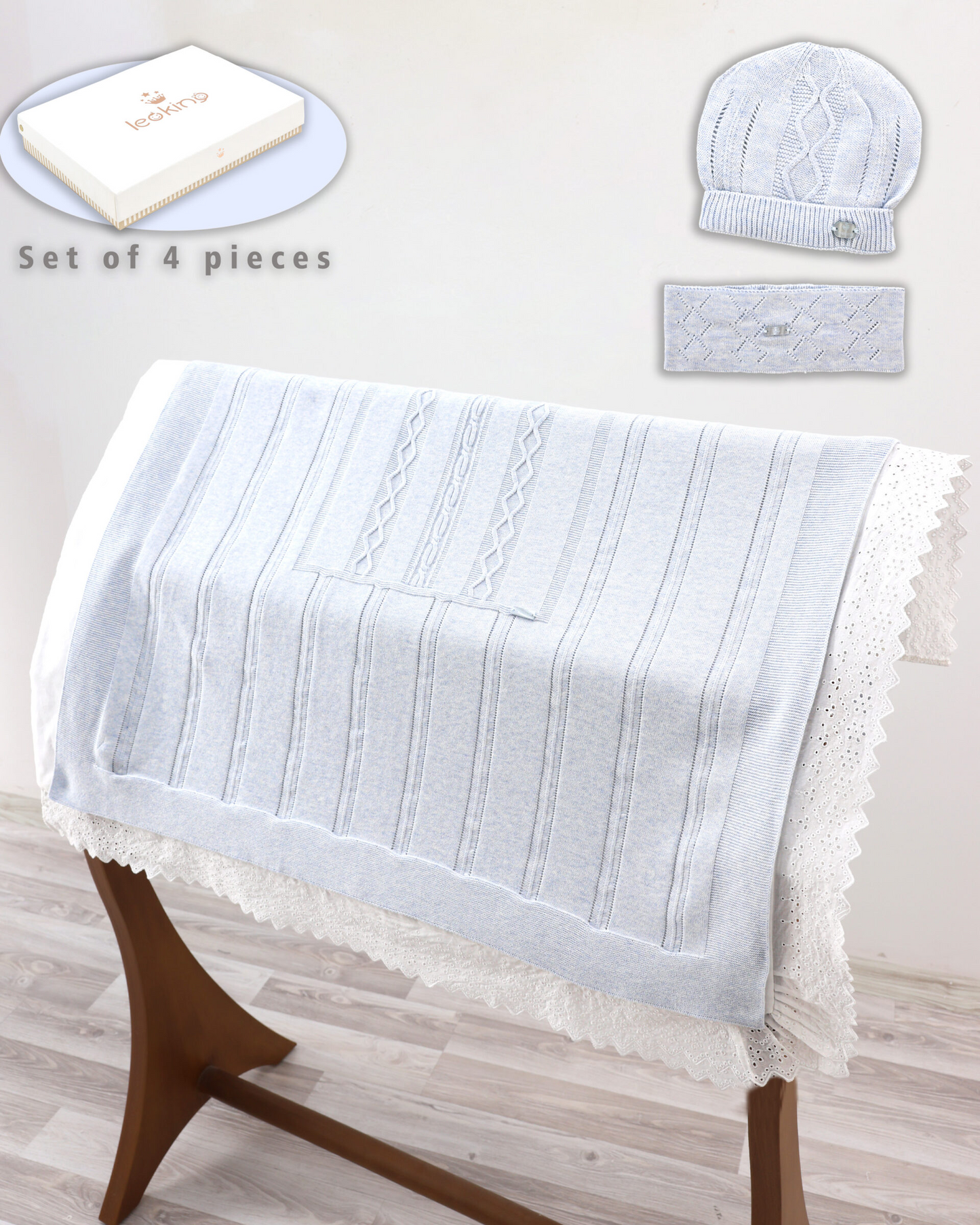Coperta Multifunzione Neonato con Cappellino e Fascia - 100% Cotone