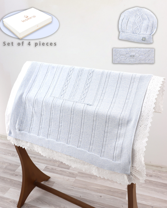 Coperta Multifunzione Neonato con Cappellino e Fascia - 100% Cotone