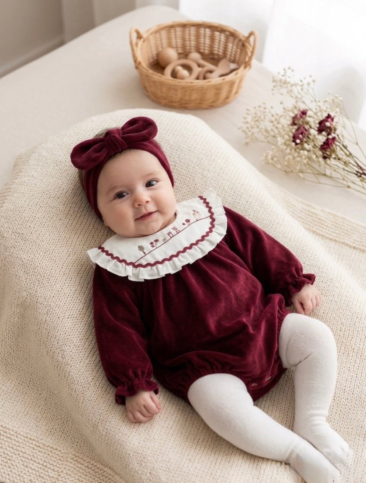 Completo Neonata In Velluto 3 Pezzi