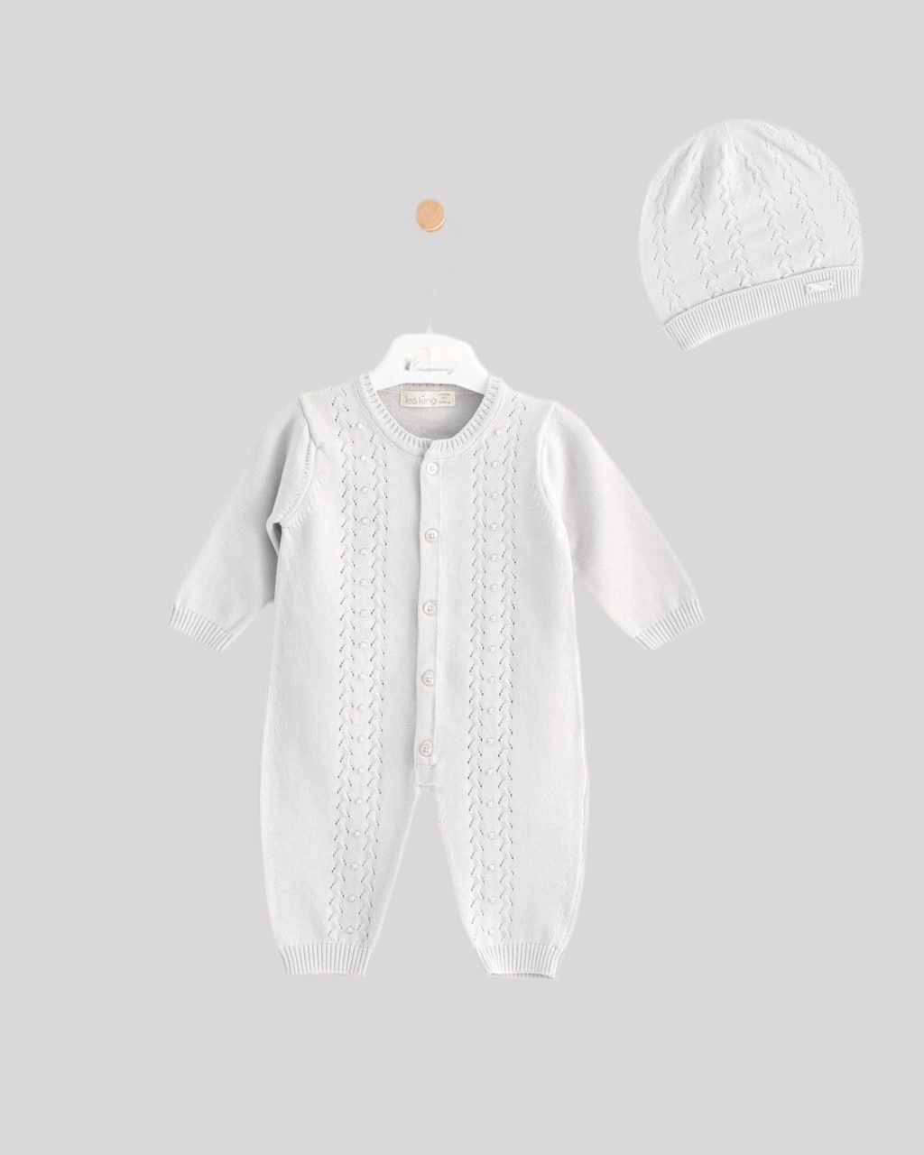 Elegance and Softness – Baby Knit Romper and Hat Set