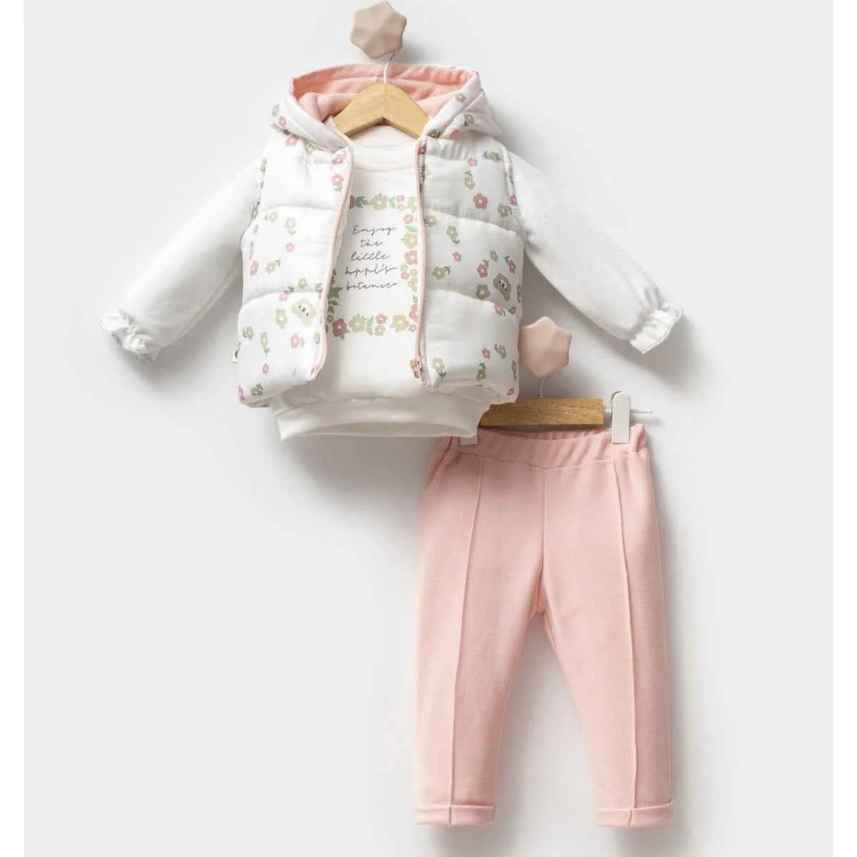 Completo neonata 3 pezzi con gilet imbottito