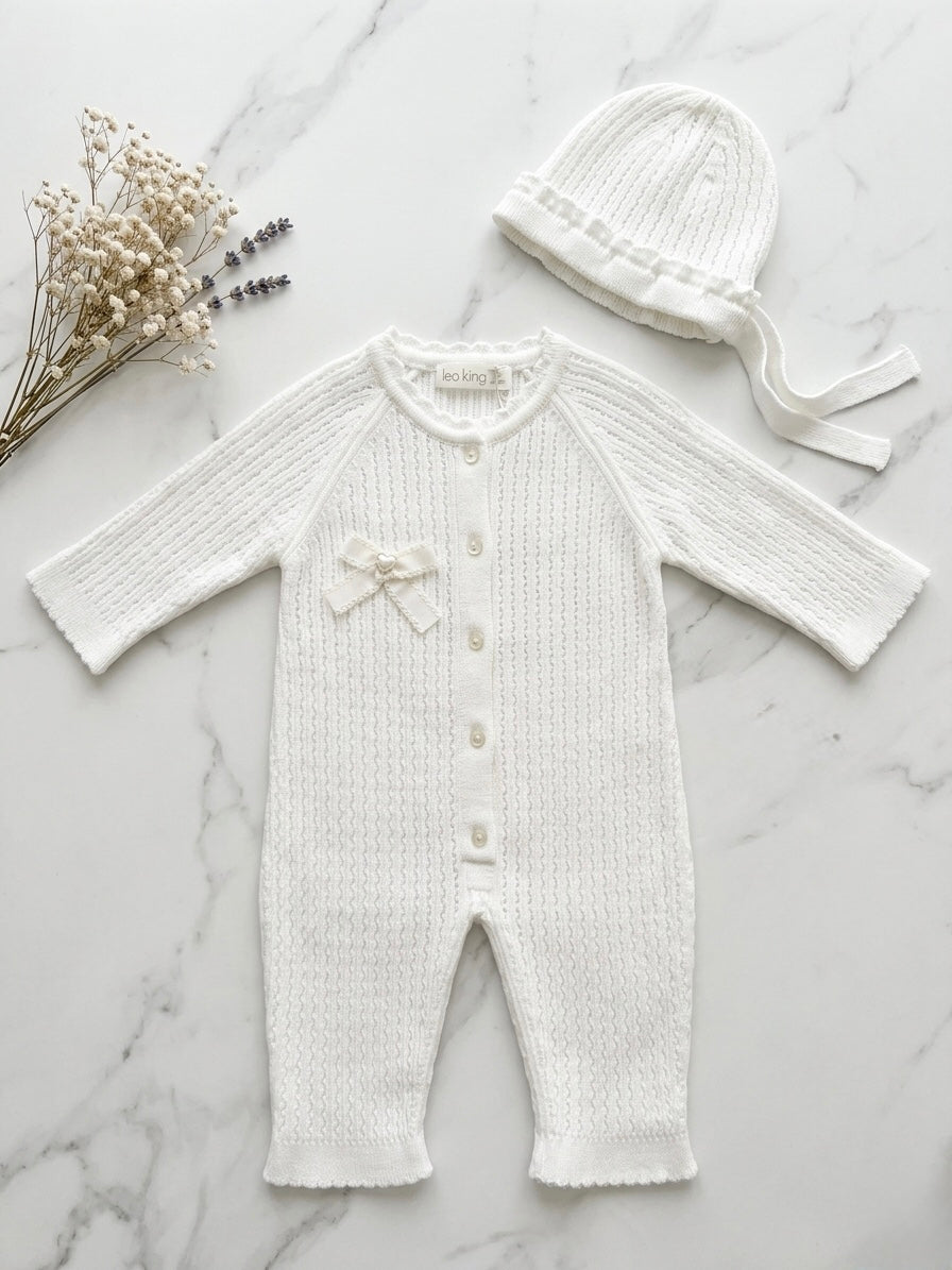 Tutina Neonata con Cuffietta Coordinata 100% cotone