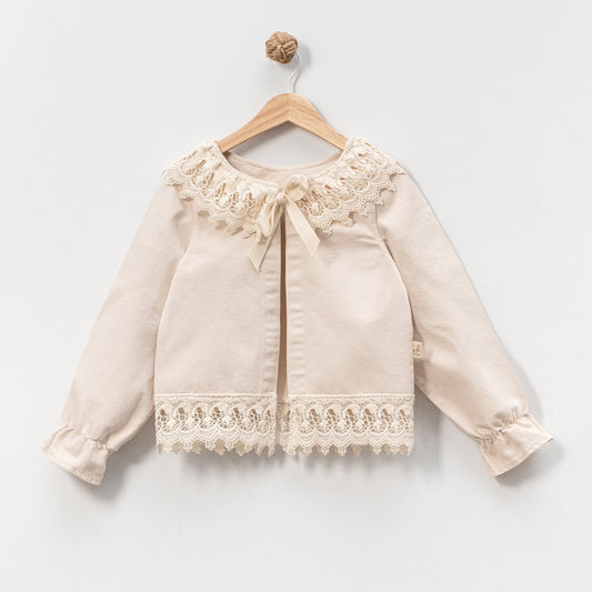 Giacca/Blusa con pizzo- Beige chiaro
