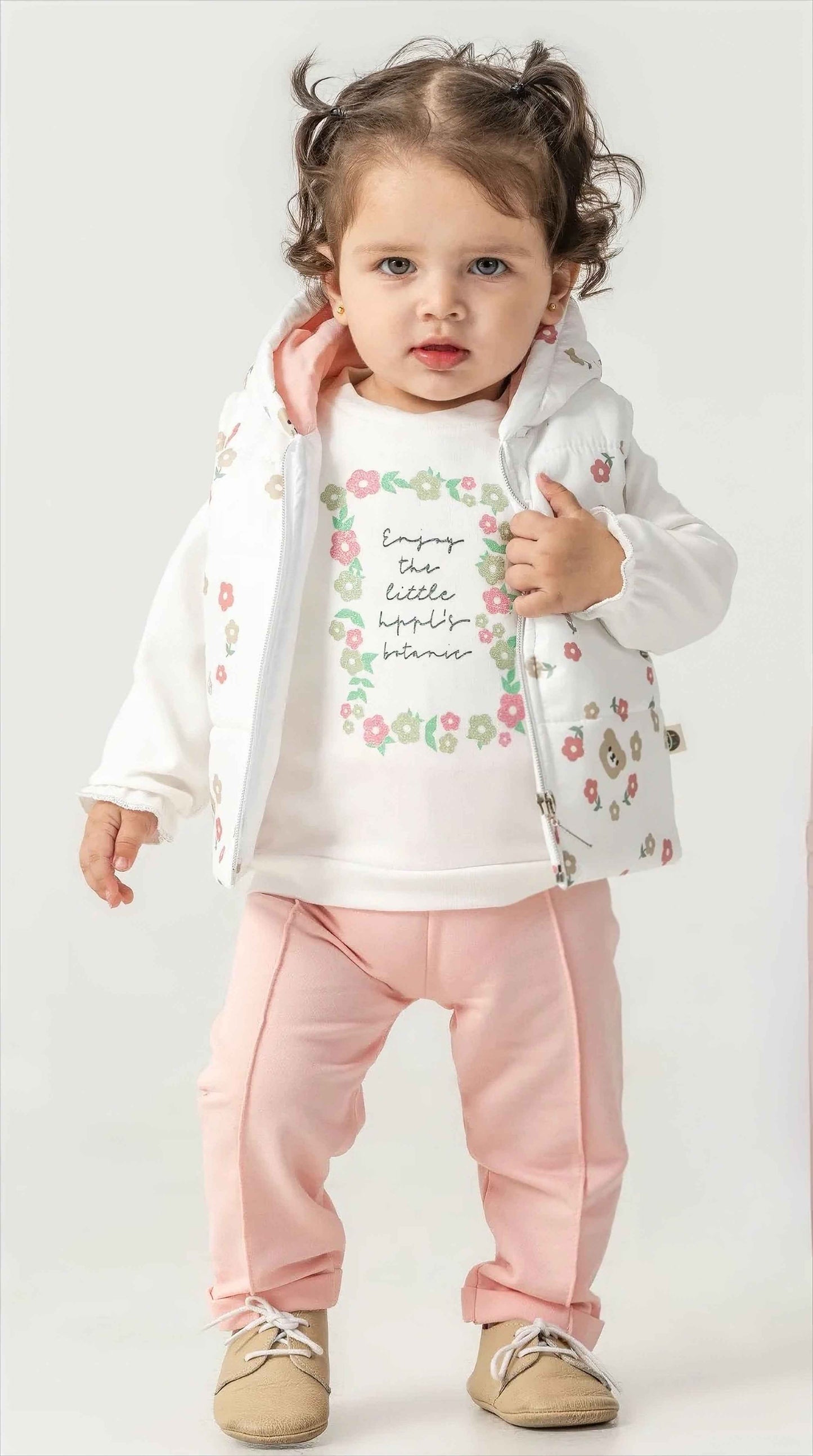 Completo neonata 3 pezzi con gilet imbottito