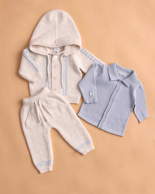 Completo neonato 3 pezzi in lana merino