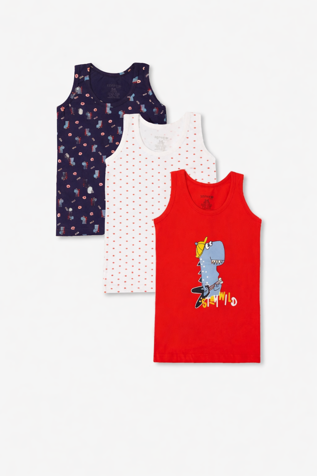 Set 3 Canotte Bambino “Dino” in Cotone Elasticizzato - MiniMe- color