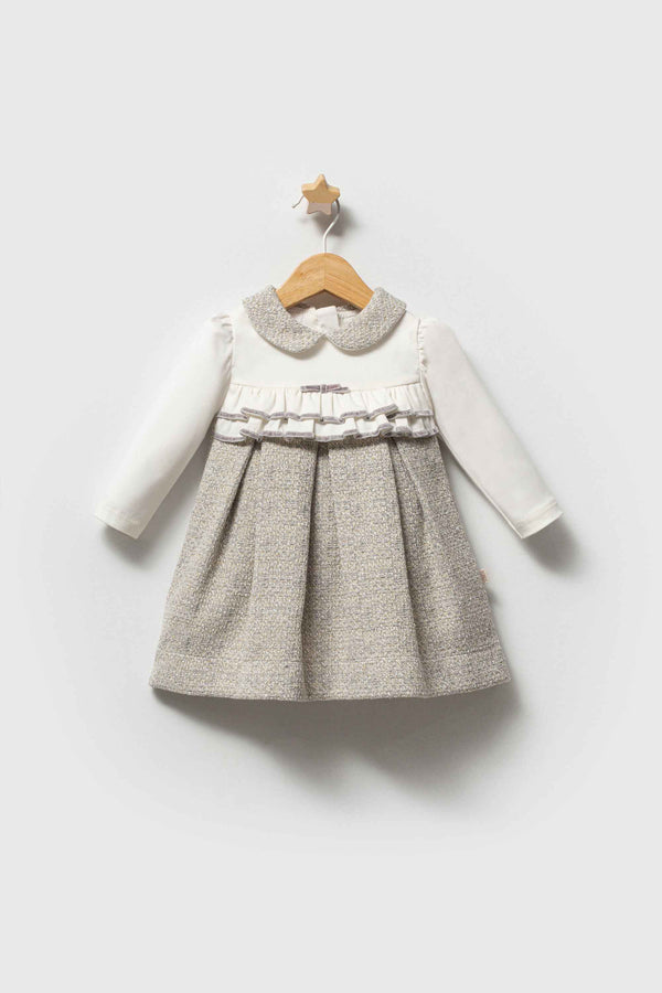 Abito neonata con colletto e balza decorativa