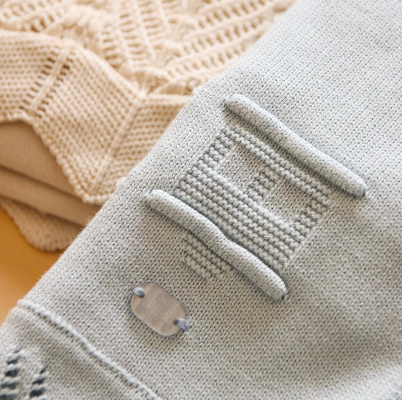 Piquet Baby Blanket with Embroidered Details