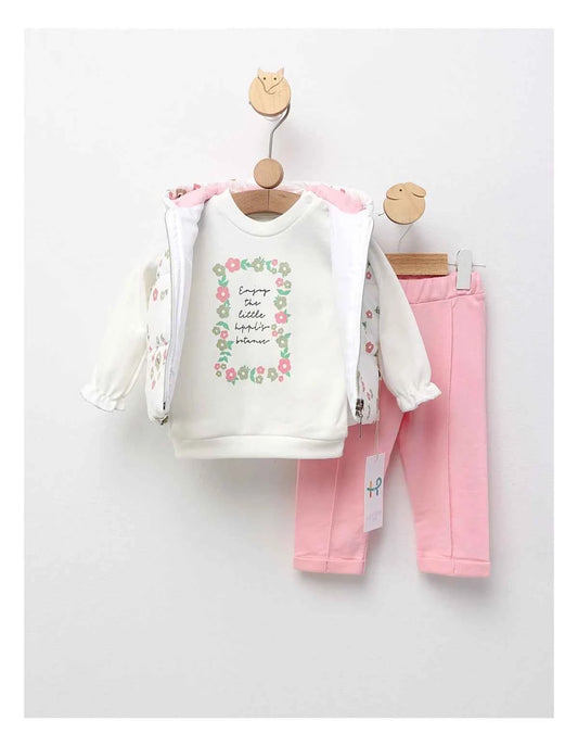 Completo neonata 3 pezzi con gilet imbottito