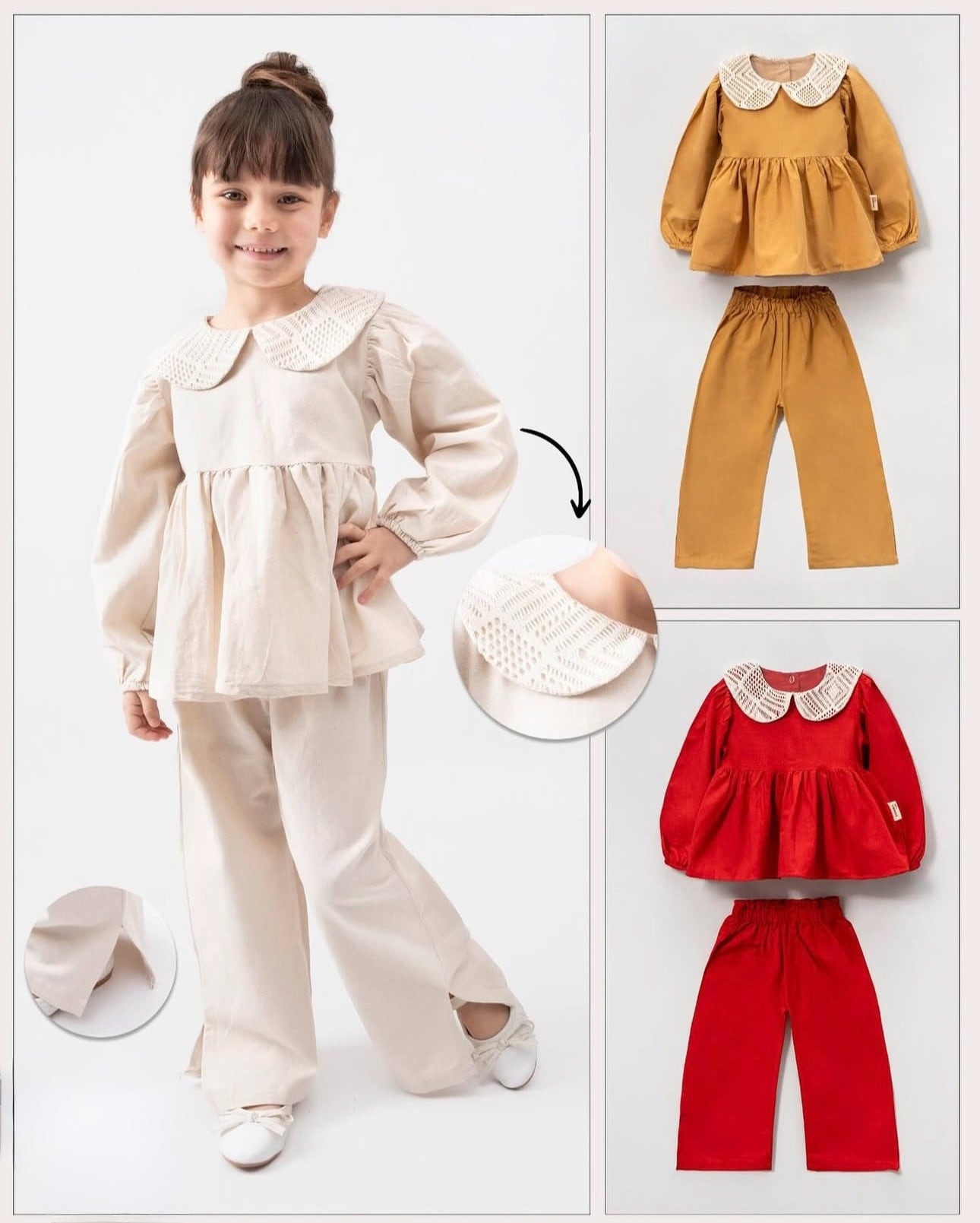 Completo bimba con colletto in pizzo