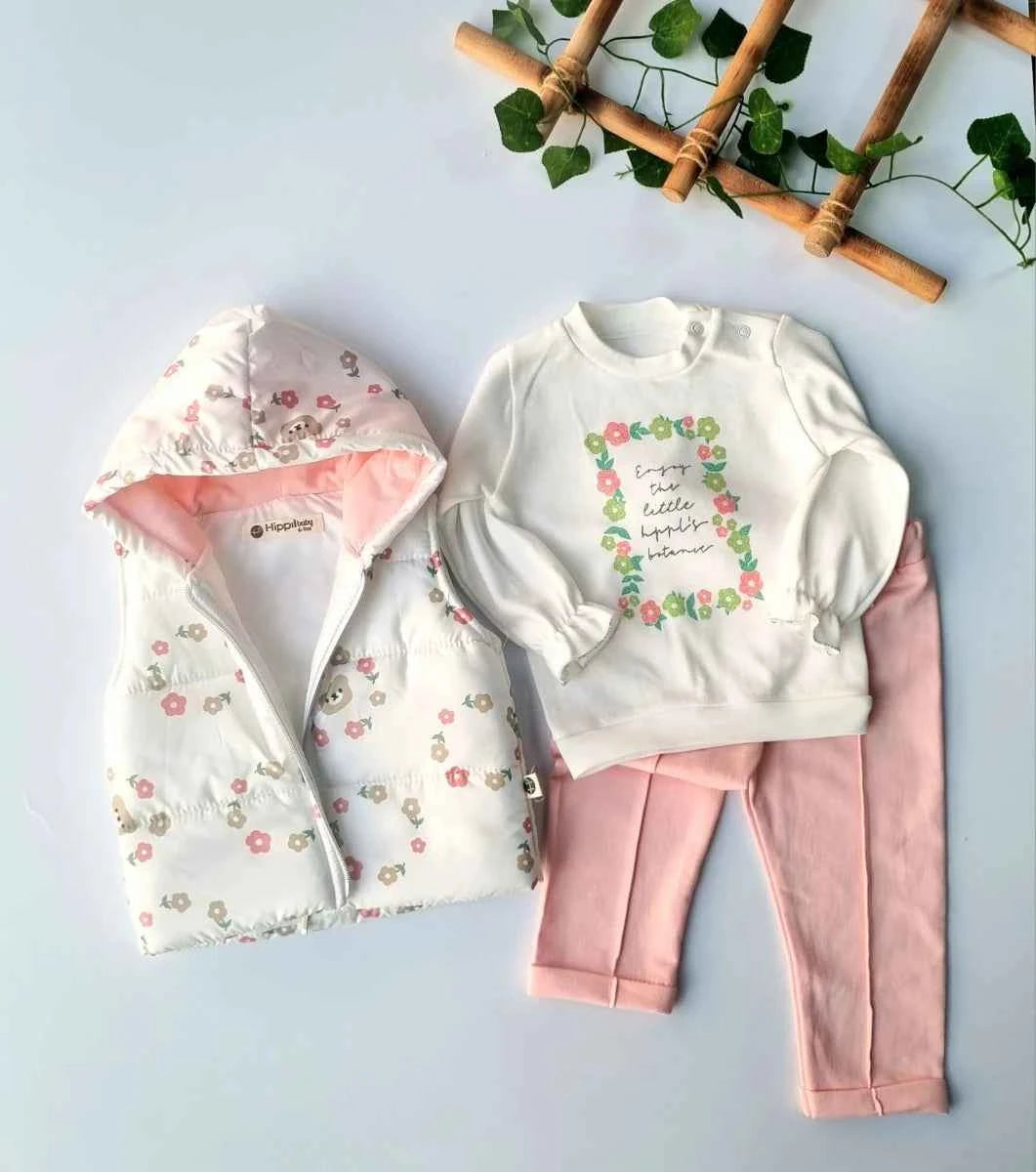 Completo neonata 3 pezzi con gilet imbottito