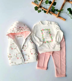 Completo neonata 3 pezzi con gilet imbottito