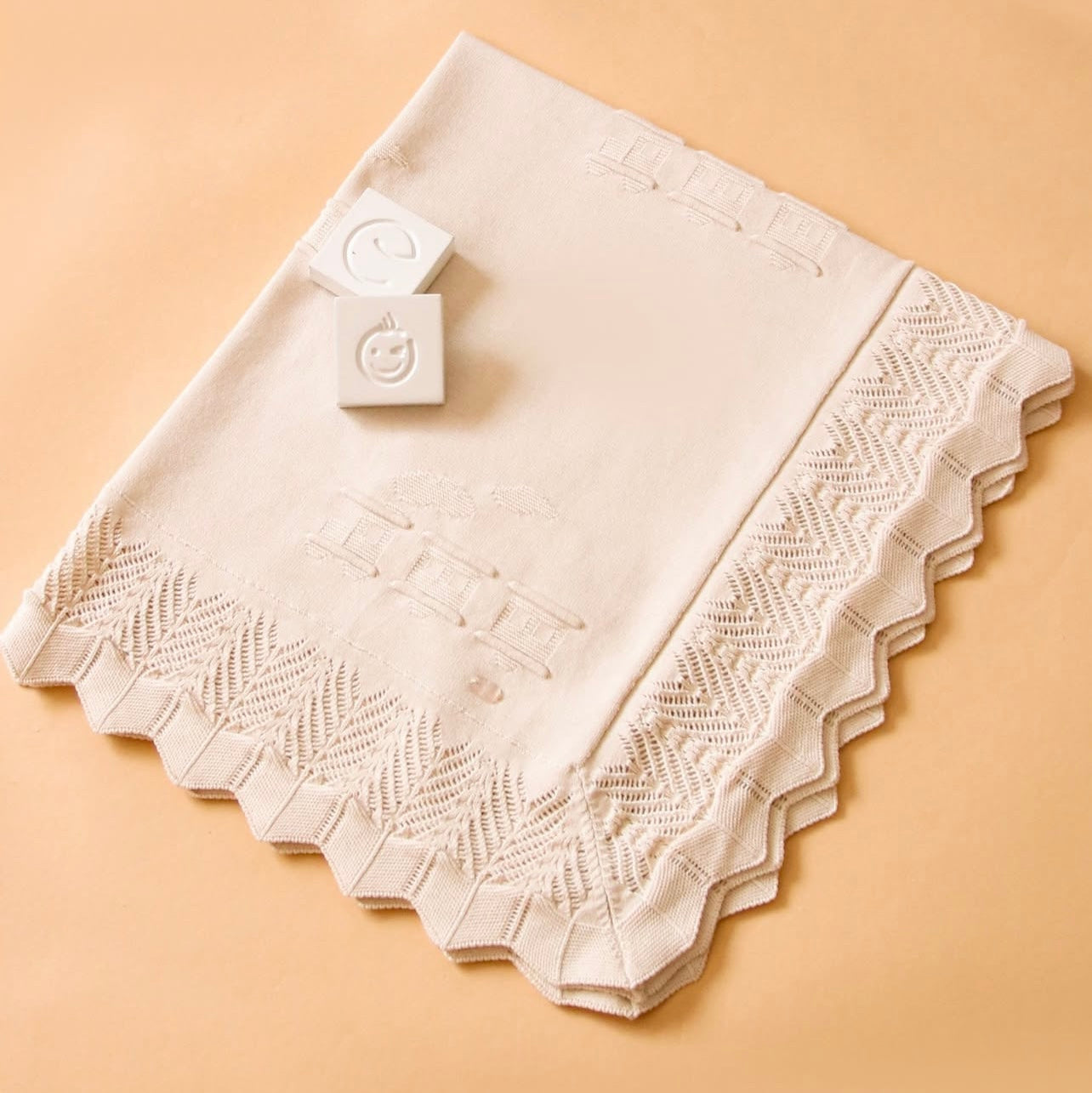 Piquet Baby Blanket with Embroidered Details