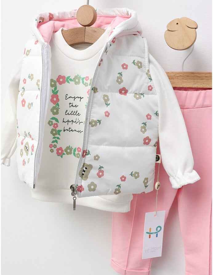 Completo neonata 3 pezzi con gilet imbottito