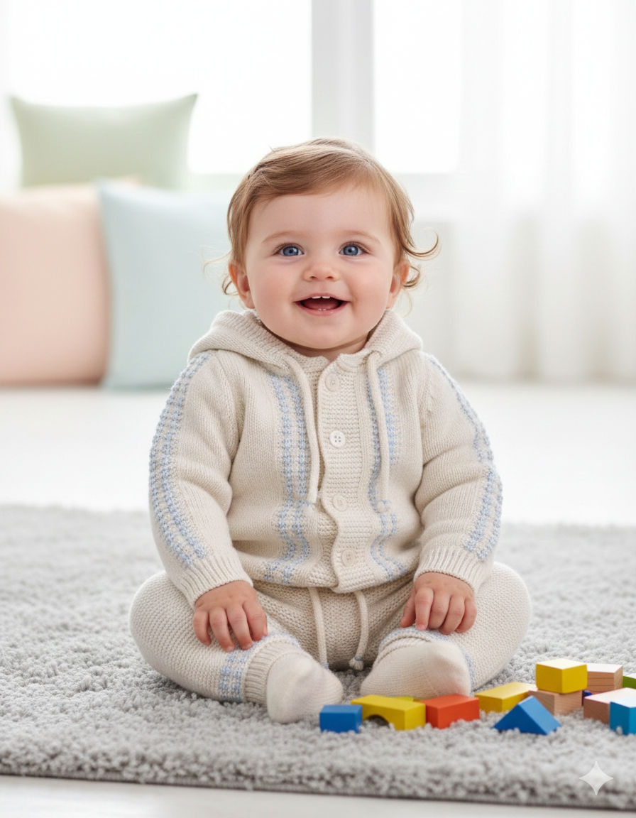 Completo neonato 3 pezzi in lana merino - MiniMe- color