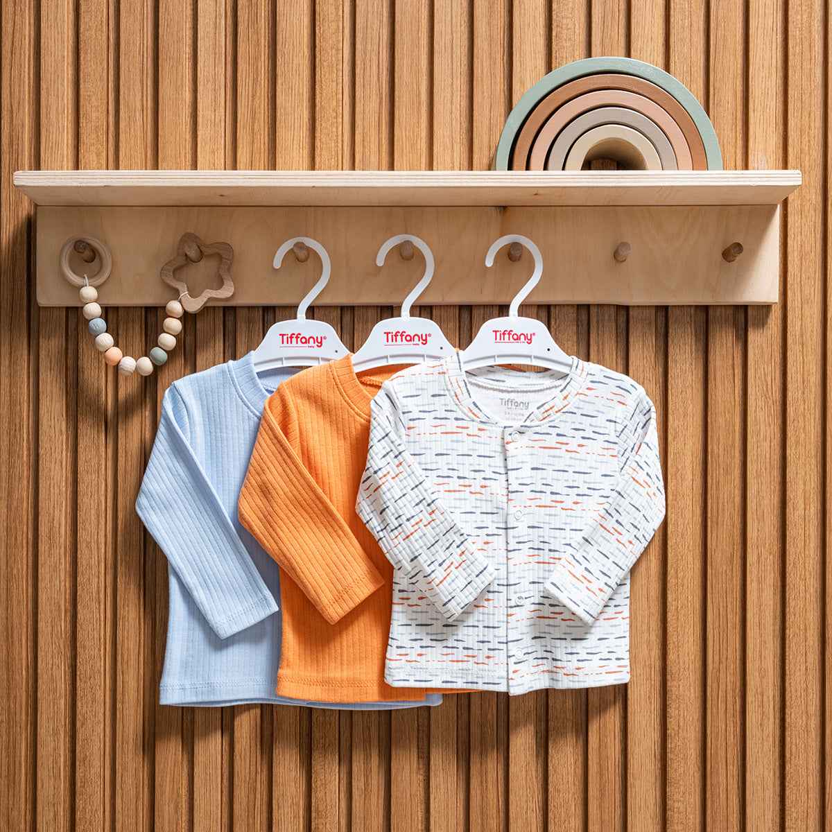 Set 3 magliette neonato con apertura frontale 100% cotone