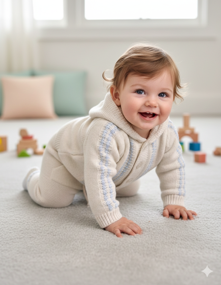 Completo neonato 3 pezzi in lana merino - MiniMe- color