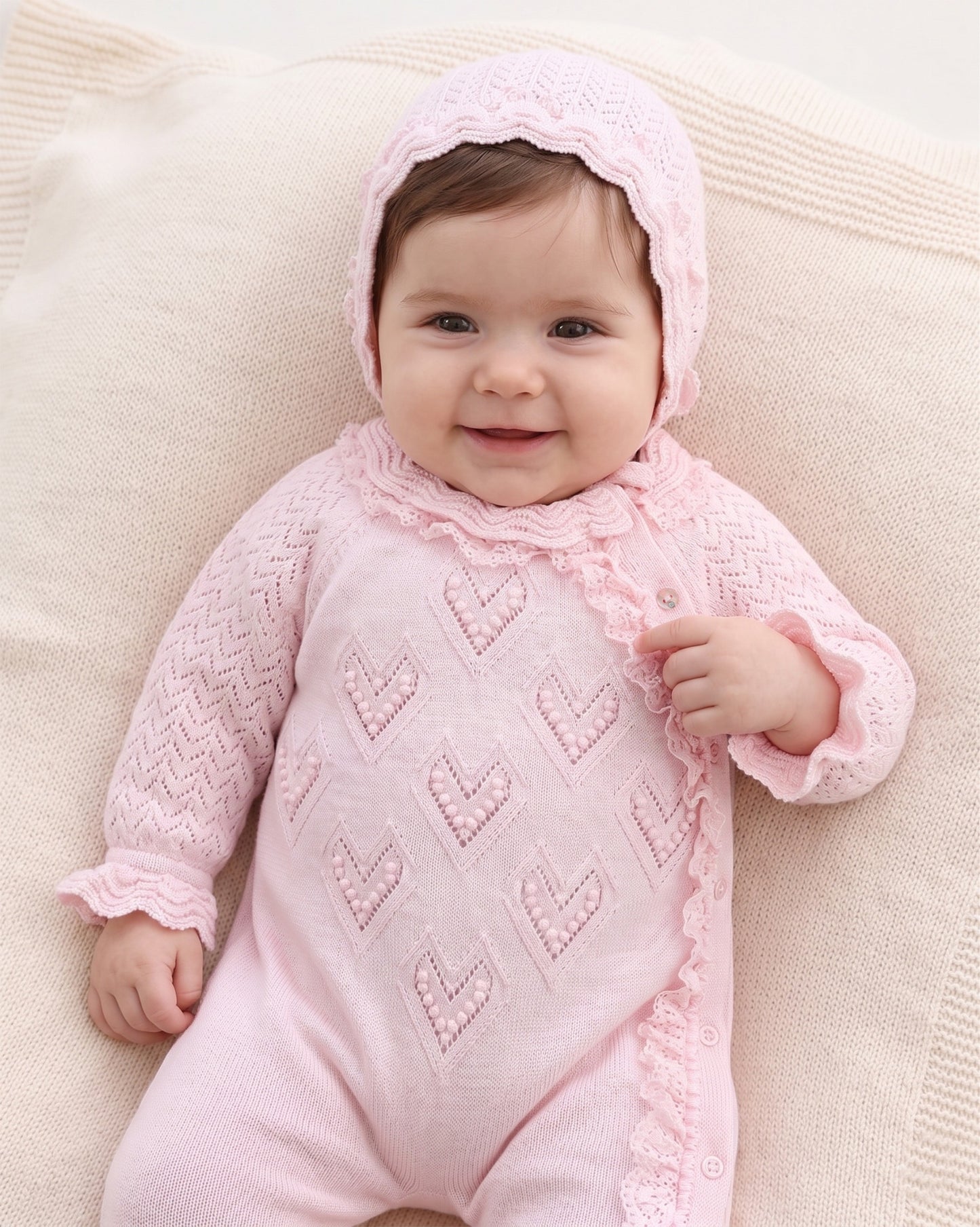 Tutina Con Cuffietta Coordinata Neonata 100% Cotone