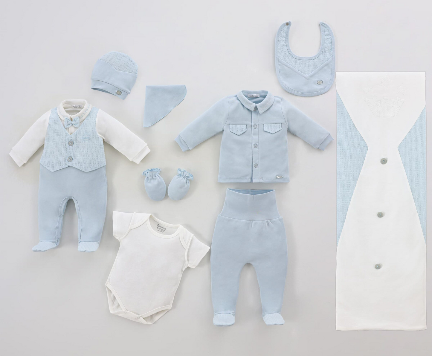 Corredino Nascita Neonato 9 Pezzi 100% Cotone