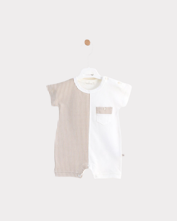 Tutina Neonato Bicolore con Taschino in Cotone Biologico - MiniMe- color